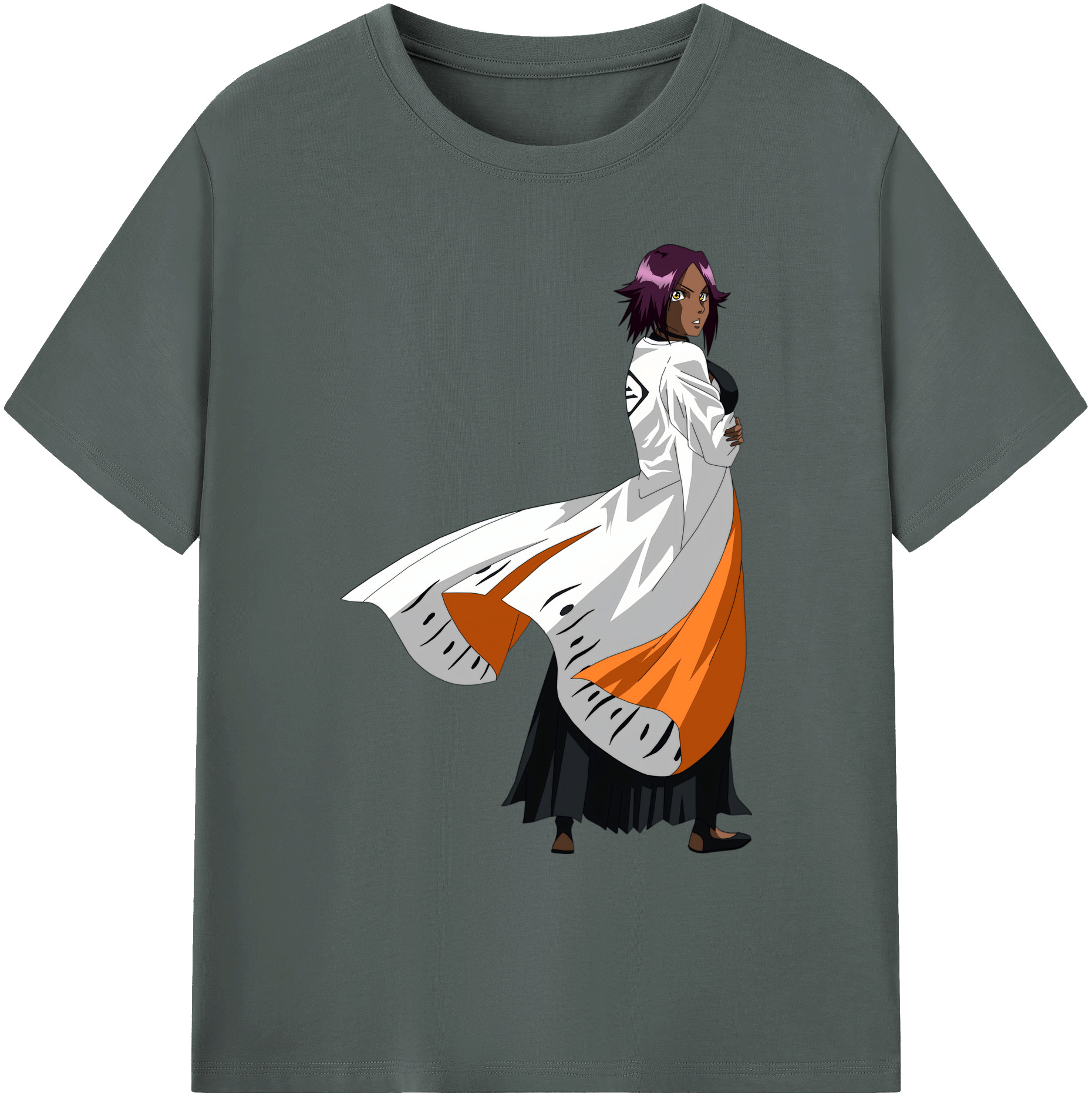 （画像用） ブリーチ 四楓院 夜一（しほういん よるいち） BLEACH Shihouin Yoruichi 綿100％ メンズ半袖Tシャツ｜肌触りやわらか＆通気性